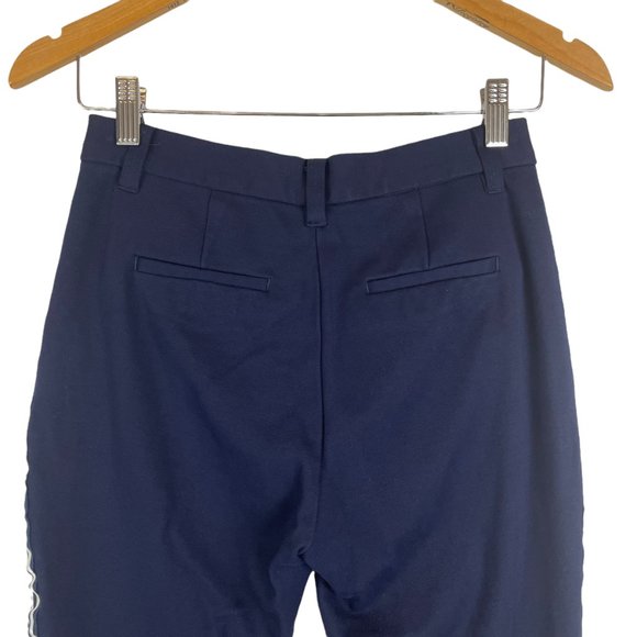 KUT FROM THE KLOTH NAVY BLUE SAWYER SIDE STRIPE CROPPED TROUSERS PANTS SIZE O - Picture 8 of 12
